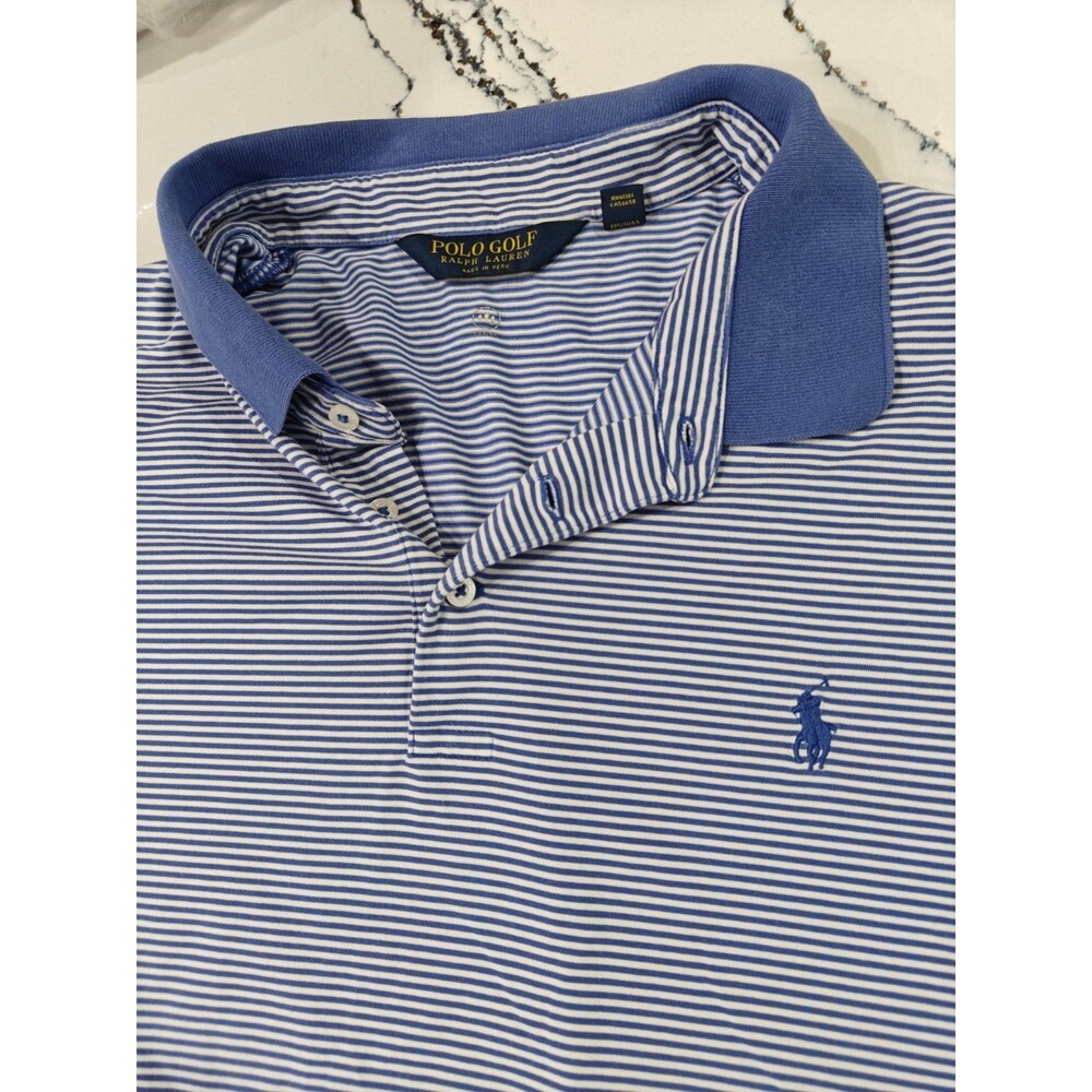 Polo Golf Ralph Lauren Striped Polo Shirt Xl Blue White